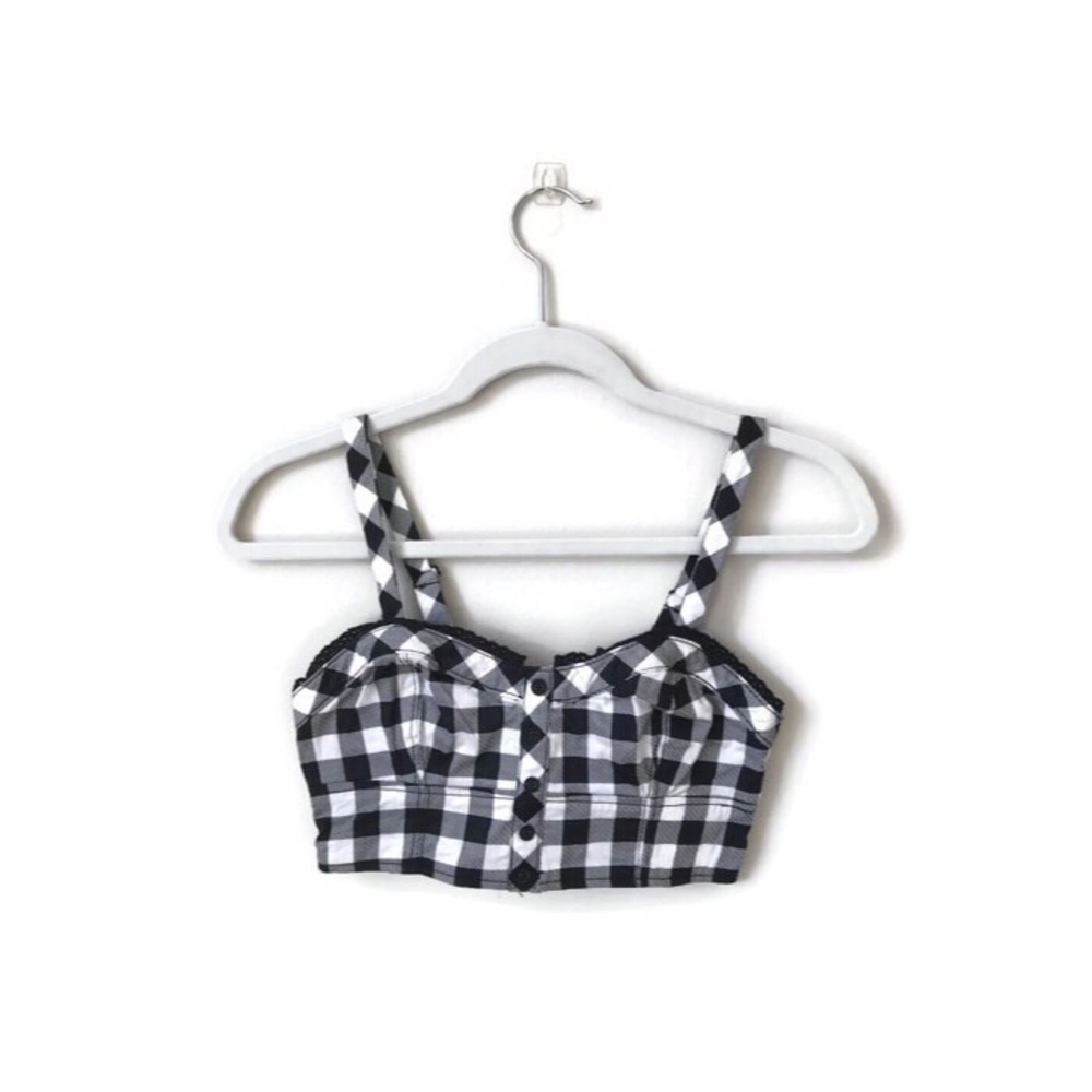 Kimchi Blue Black & White Plaid Crop Top Size XS